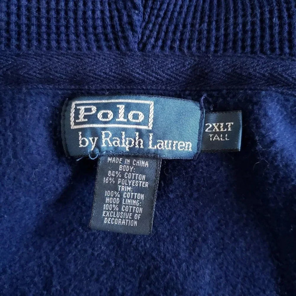 Polo Ralph Lauren Cruise Navy Blue Full Zip Thermal Fleece Hoodie Jacket 2XLT - Picture 8 of 10